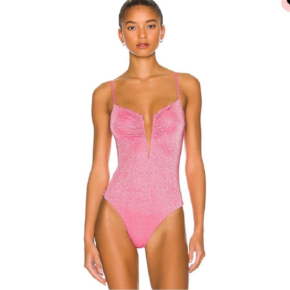 l*space Metallic Pink V-Neck One-Piece